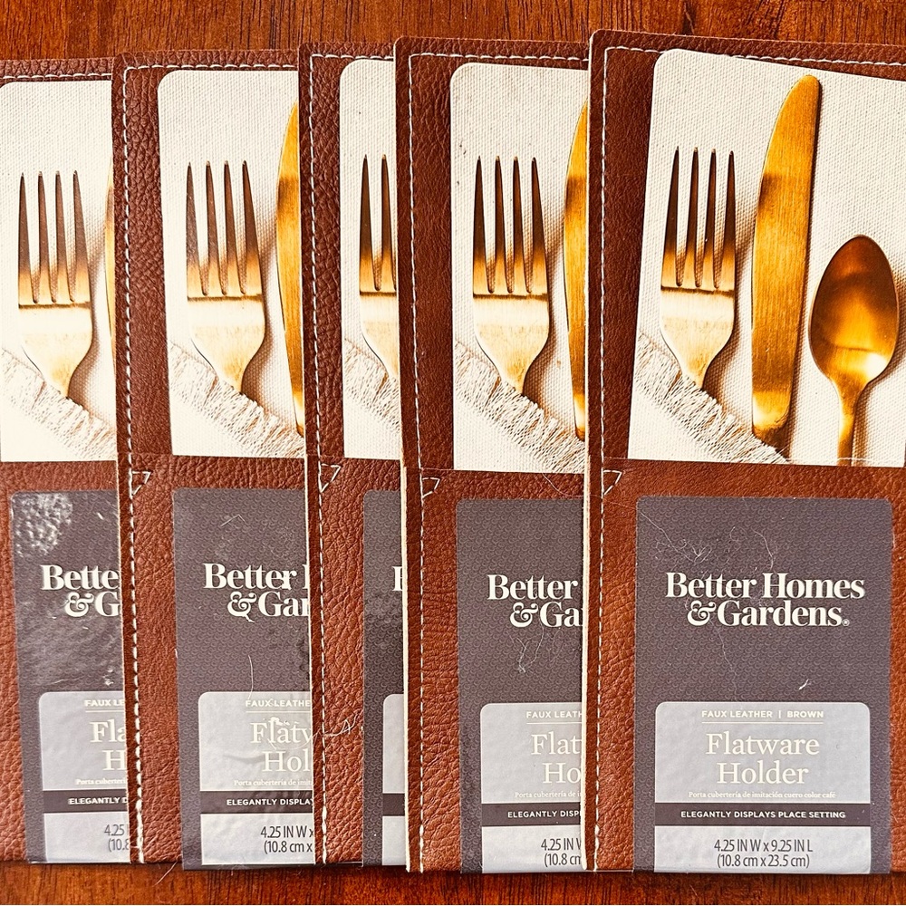 (5) Faux leather flatware holders NWT
